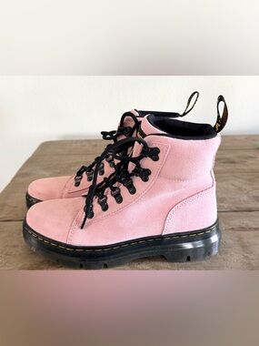 Dr. Martens Pink Suede Combat Boots
